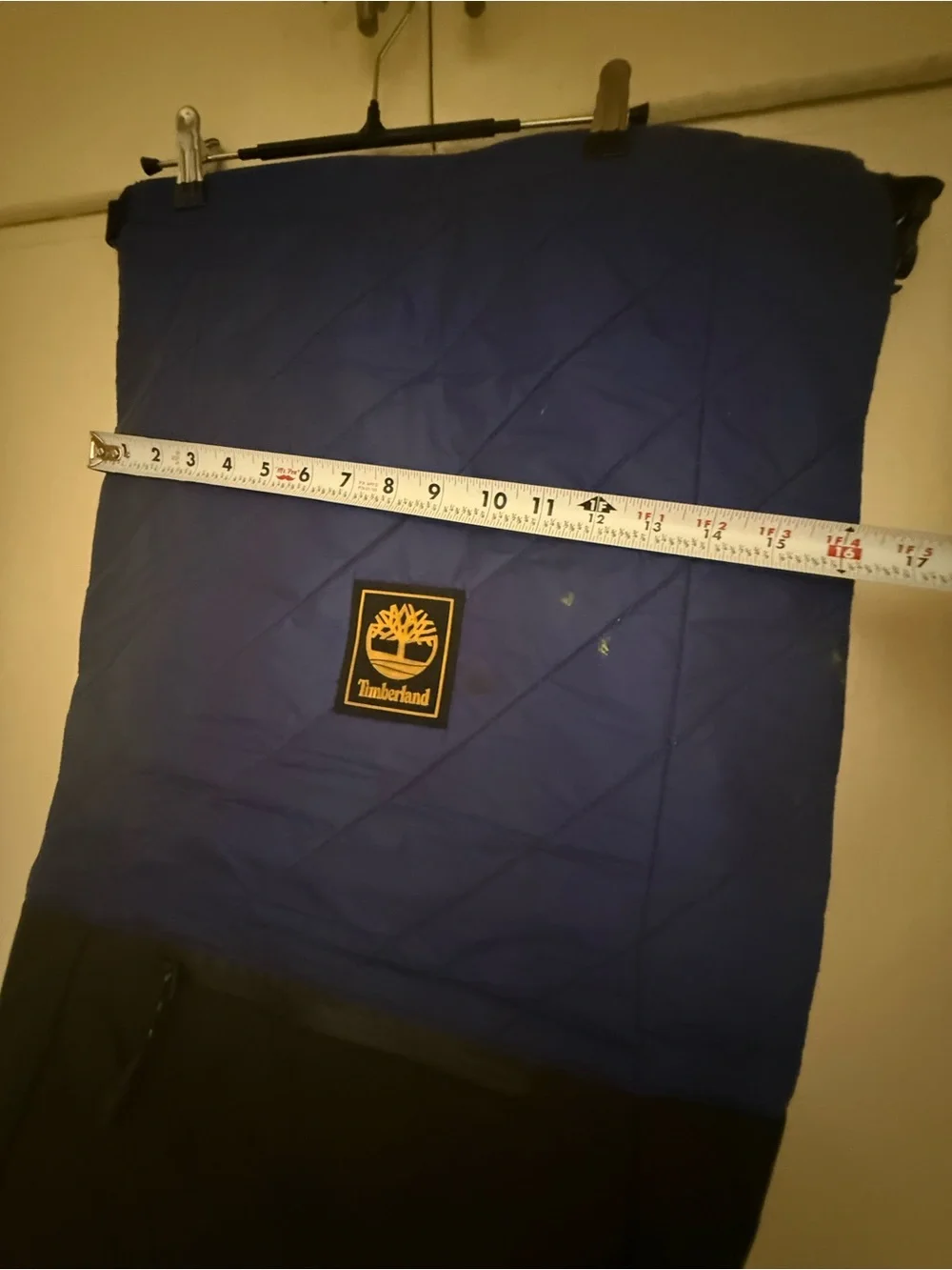 Timberland Blue and Black Quilted Roll-Top Backpack